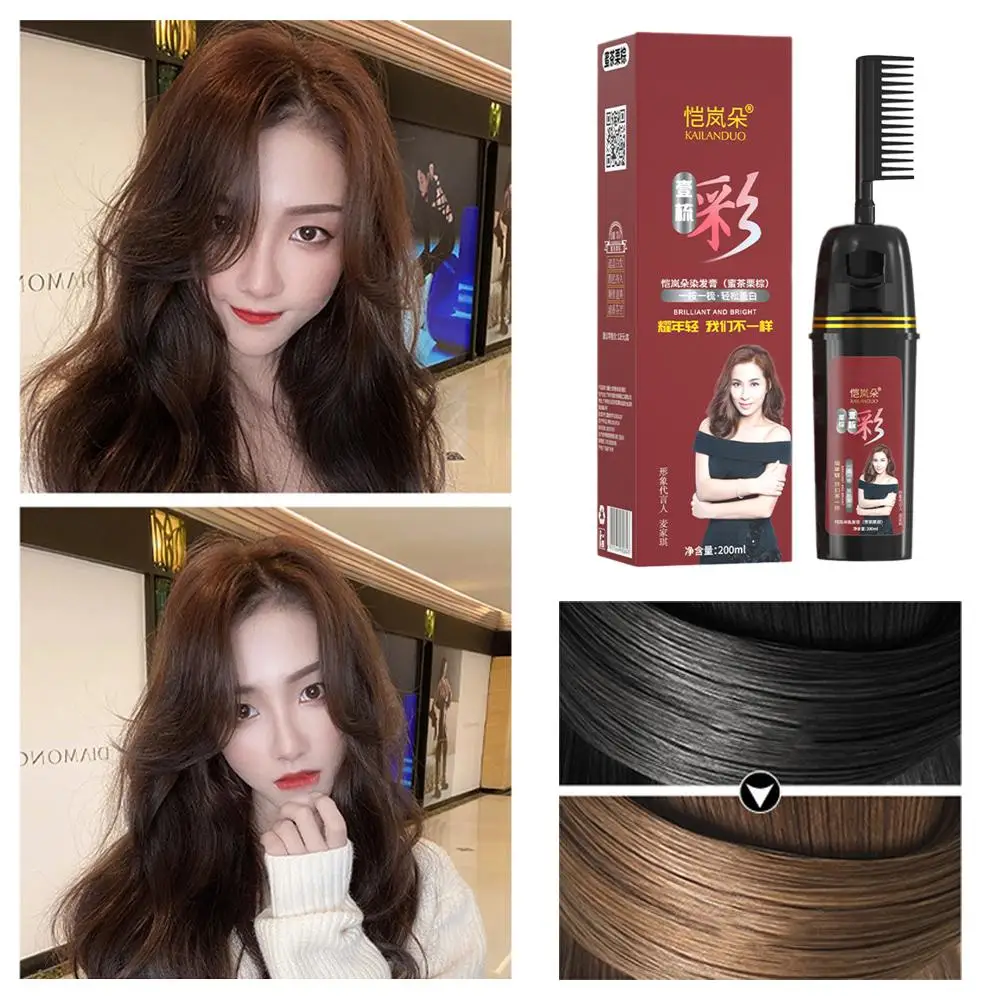 Colorful Plant Hair Dye With Innovative Comb Applicator, Color Hair Washing Hair With Kit Color Household Easy-to-wash Crea S4A6