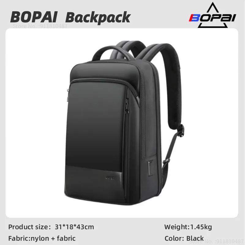 BOPAI Business Backpack Men Waterproof anti theft Business usb Charging Office 15.6 inch Laptop Backpack Travel Shoulder Bag