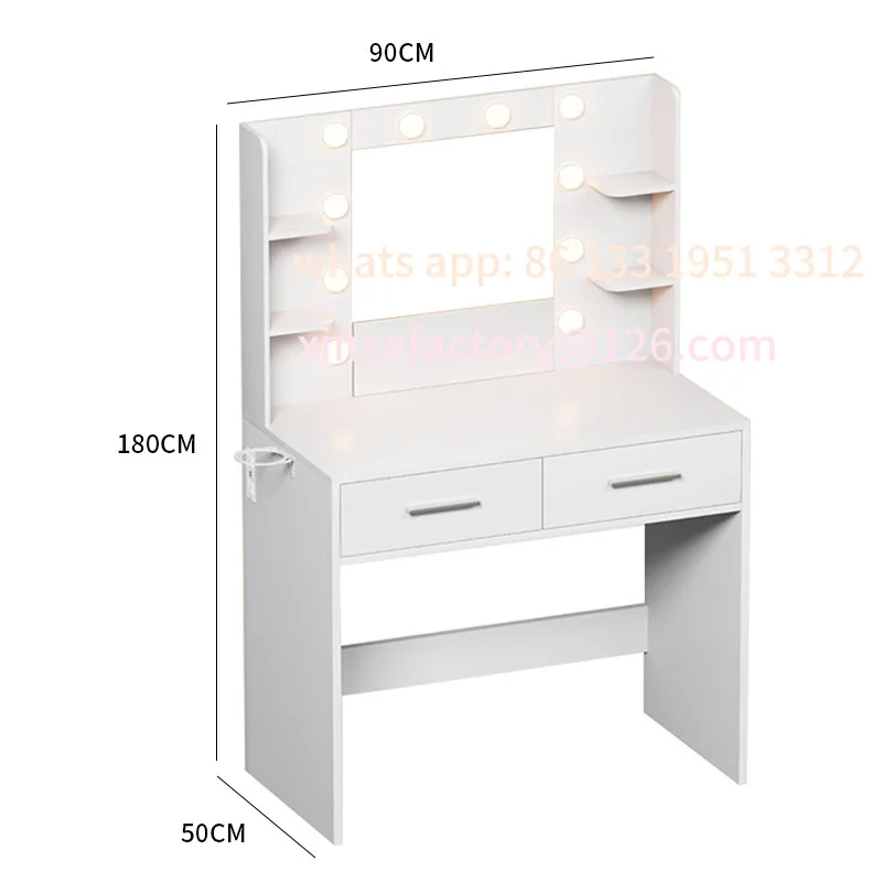 

Customizable Wooden dresser live streaming host makeup mirror fill light with drawers bedroom small room dresser makeup table