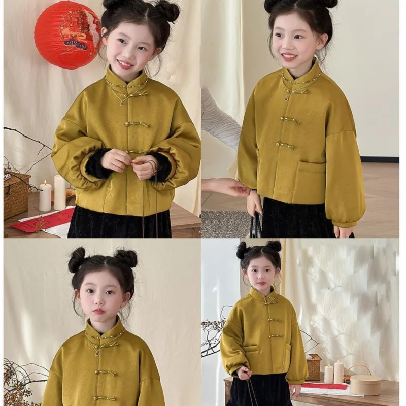 

Girls' Autumn/Winter New Chinese Style Clothing Set Children's Top Half Skirt 2-piece Set Retro Chinese Style Clothing SetLI647