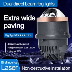 2Pcs Car 12V 140W 6000K Bi Laser LED Projector Lens Fog Light High Low Beam Headlight Waterproof Car Accessories Universal