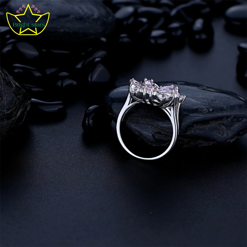 Bright Stars hot sale S925 sterling silver flower ring female niche design fashion personality girl rings