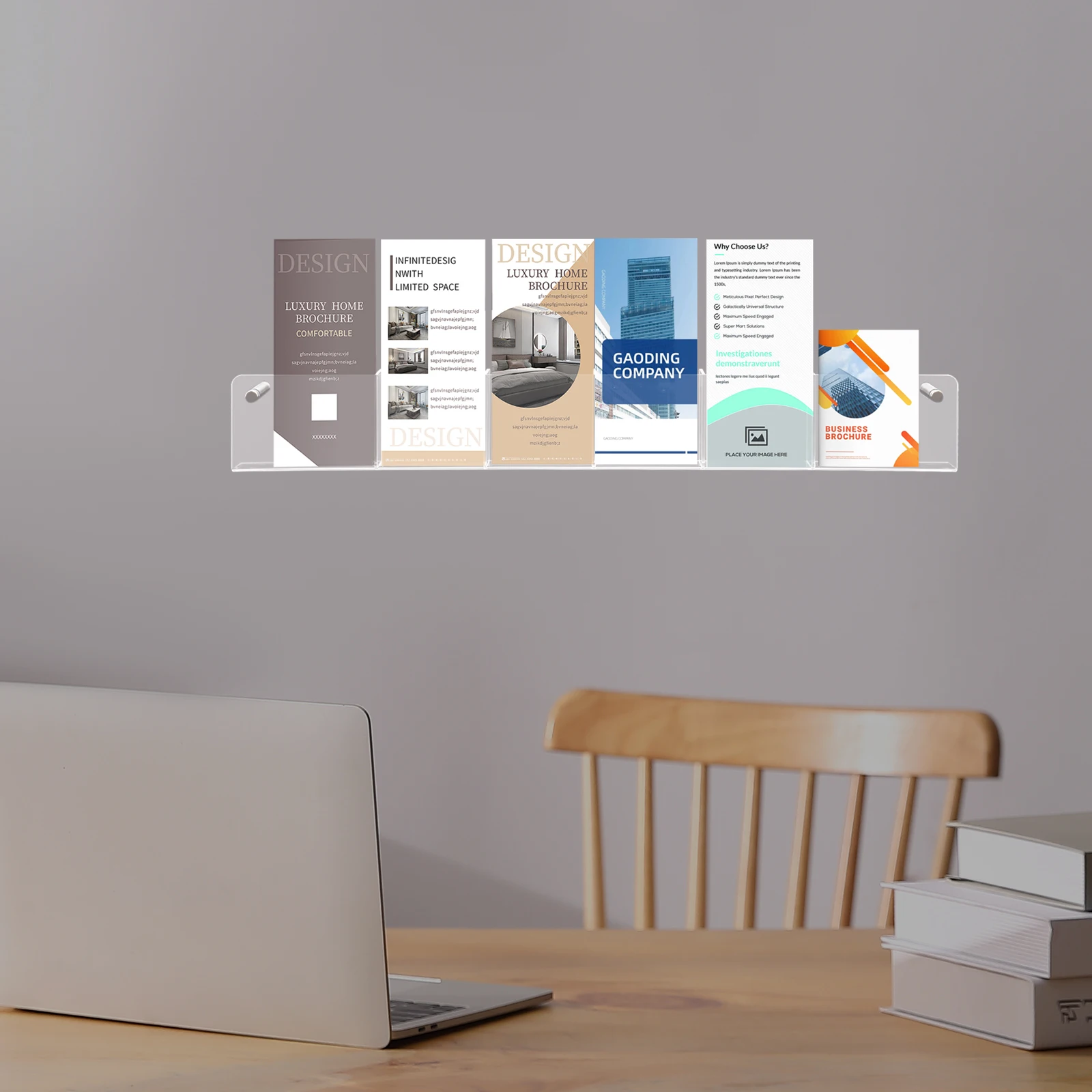 Acrylic Wall-Mounted Brochure Holder – Aesthetic Design with Optimized Shape, Wall-Mount Document Rack