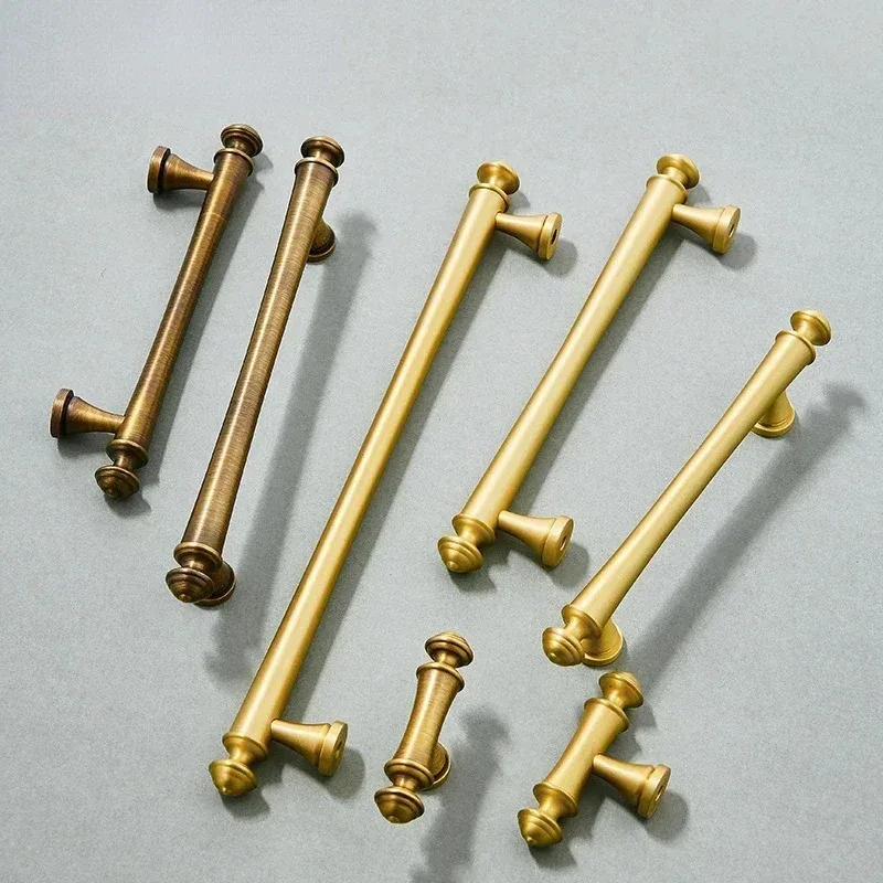 

Elegant Satin Brass Drawer Pulls – T-Bar Cabinet Handles for Kitchen & Bedroom – Solid Brass Knobs – Vintage Bronze Hardware