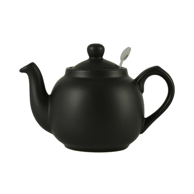 London Pottery 600ml Tea Pot with Stainless Steel Filter Matte Black Country Style for Home Afternoon Tea