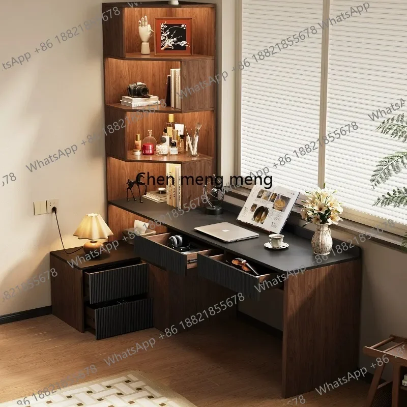 

E182 Medieval style desk bookshelf integrated corner home bedroom computer, learning writing table retro