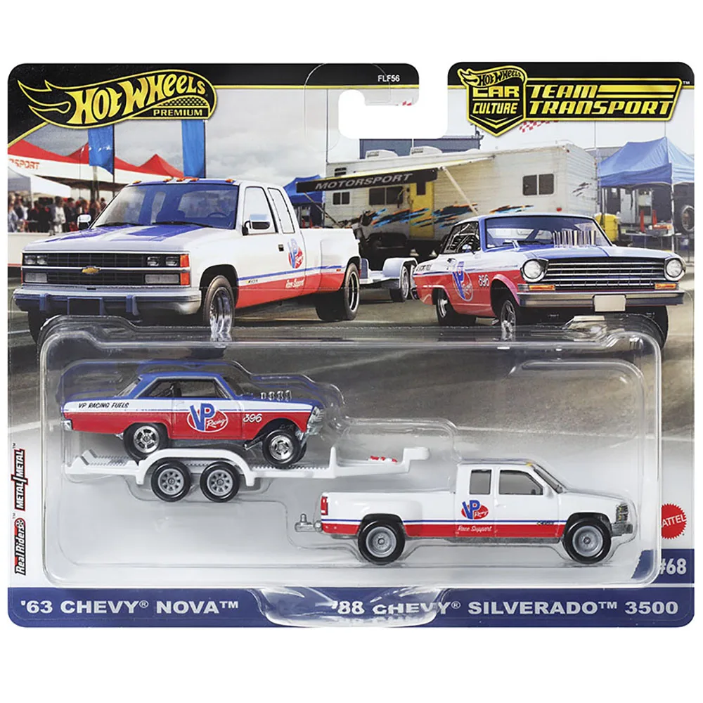

Hot Wheels 63 Chevy Nova и 88 Chevy Silverado 3500 1/64, коллекция металлических литых моделей транспортных средств FLF56