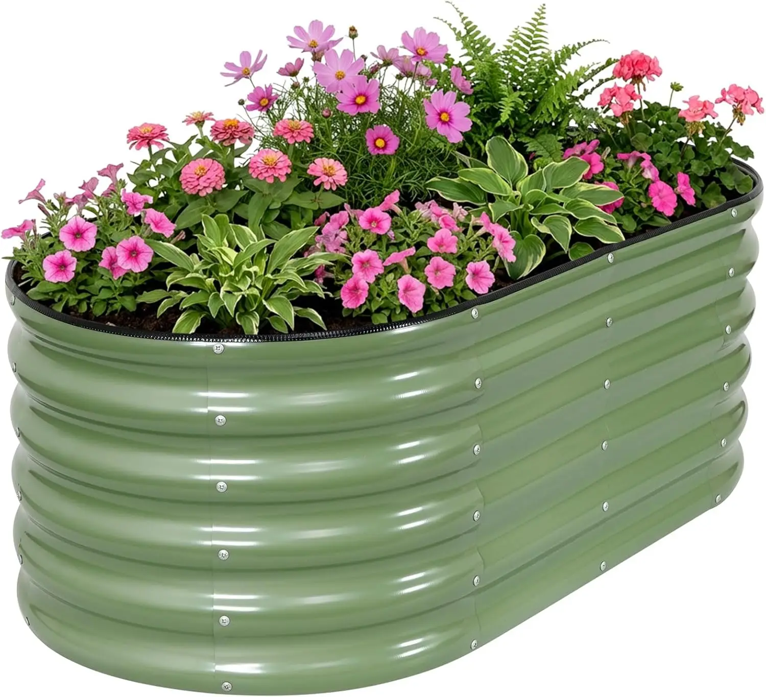 

Galvanized Raised Garden Bed Kits, 4x2x1.4FT Metal Raised Beds Outdoor for Gardening, 17'' Tall Large Steel Raised Plant