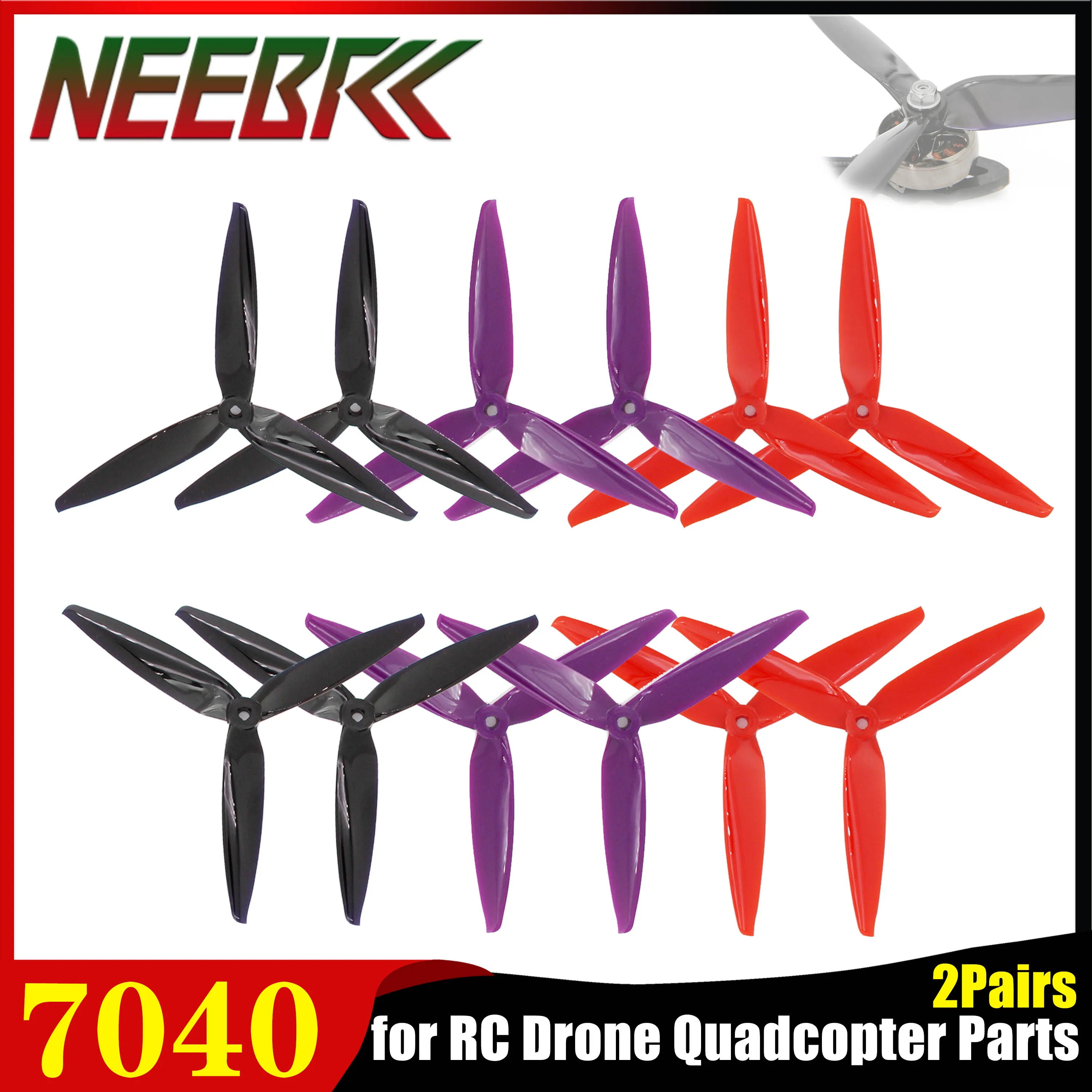 

2Pairs 7040 7inch 3-Blade Propellers 2CW&2CCW Low Noise Mark4 APEX Blade for RC FPV Racing Drone Quadcopter Aircraft DIY Parts