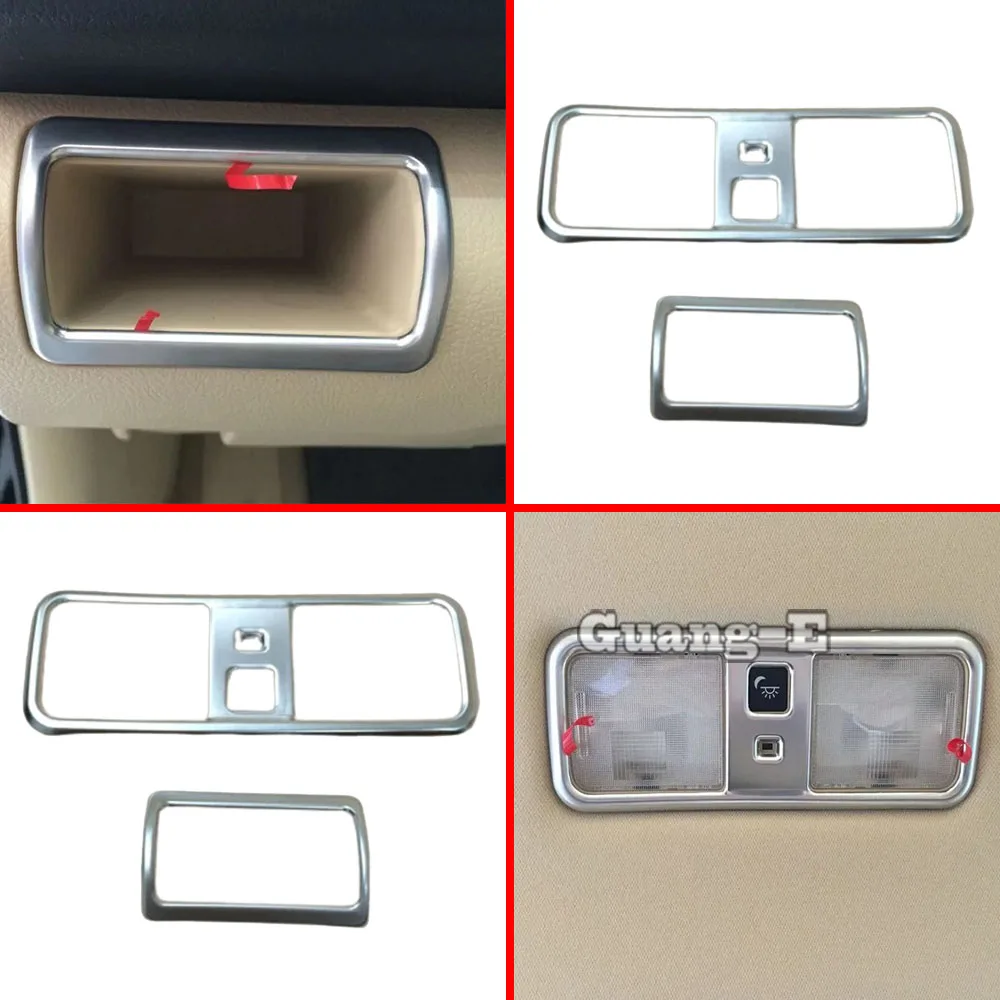 Car Cover Detector Sticks Chrome ABS Rear Read Reading Light Lamp+Storage Box Trim Panel Frame For Toyota Camry 2015 2016 2017