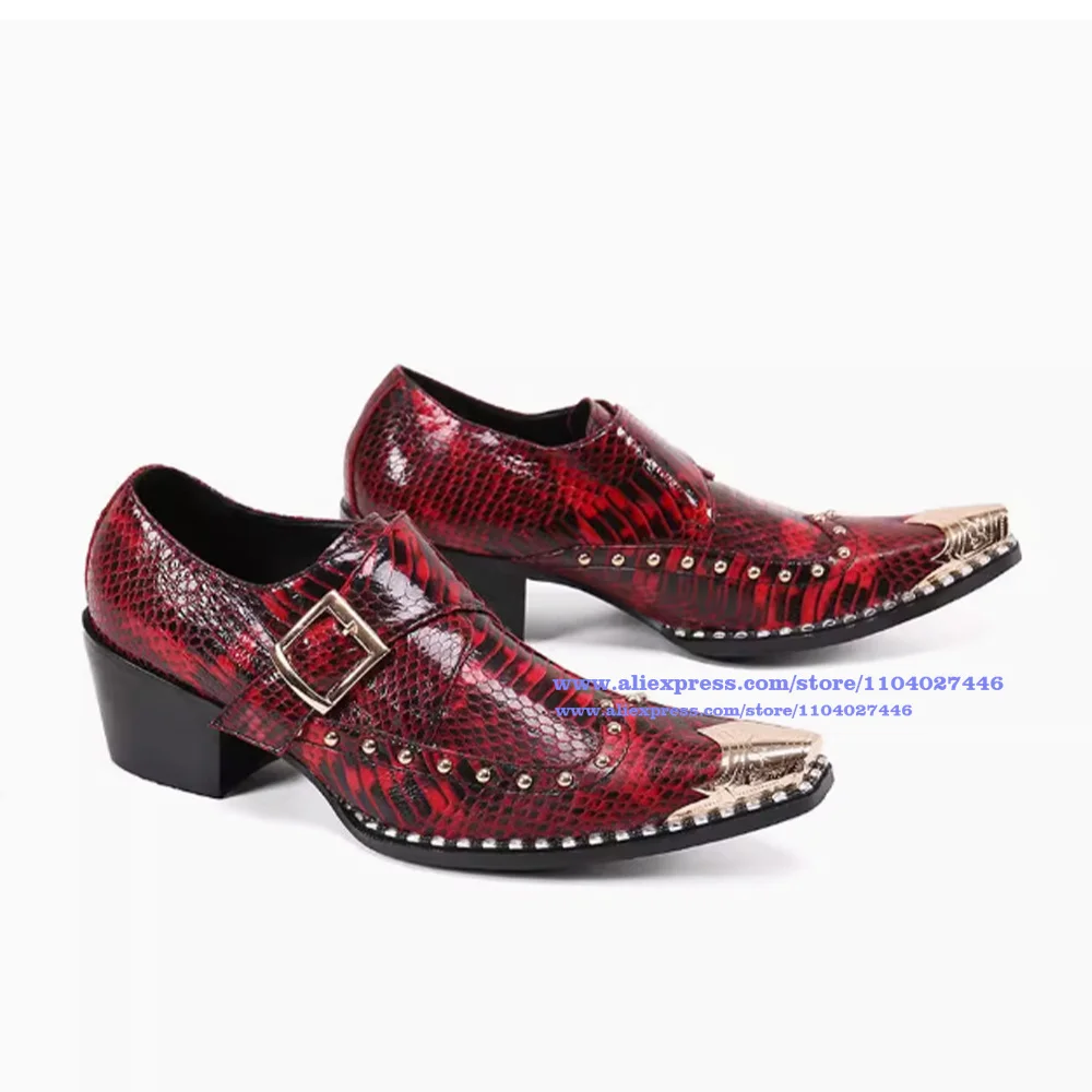 Metal Iron Toe Rivets Shoes for Men Buckle Design Casual Leather Large size Party Office Shoes Luxury Handmade Men Shoes