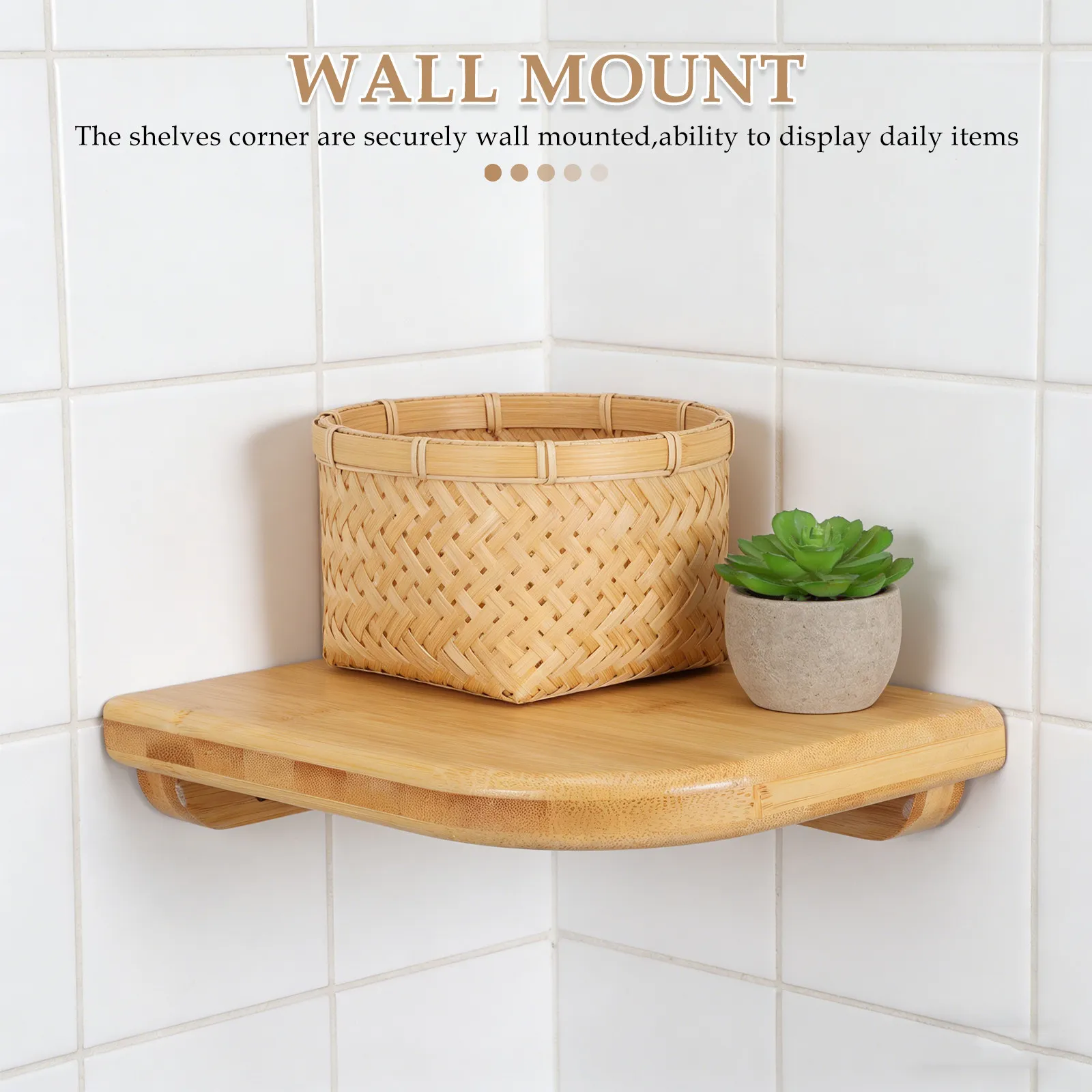Corner Shelf Wooden Small Floating Wall Mounted Shelf 5.9x5.9 Bedroom Bathroom Organizer Rounded Edges Storage Rack