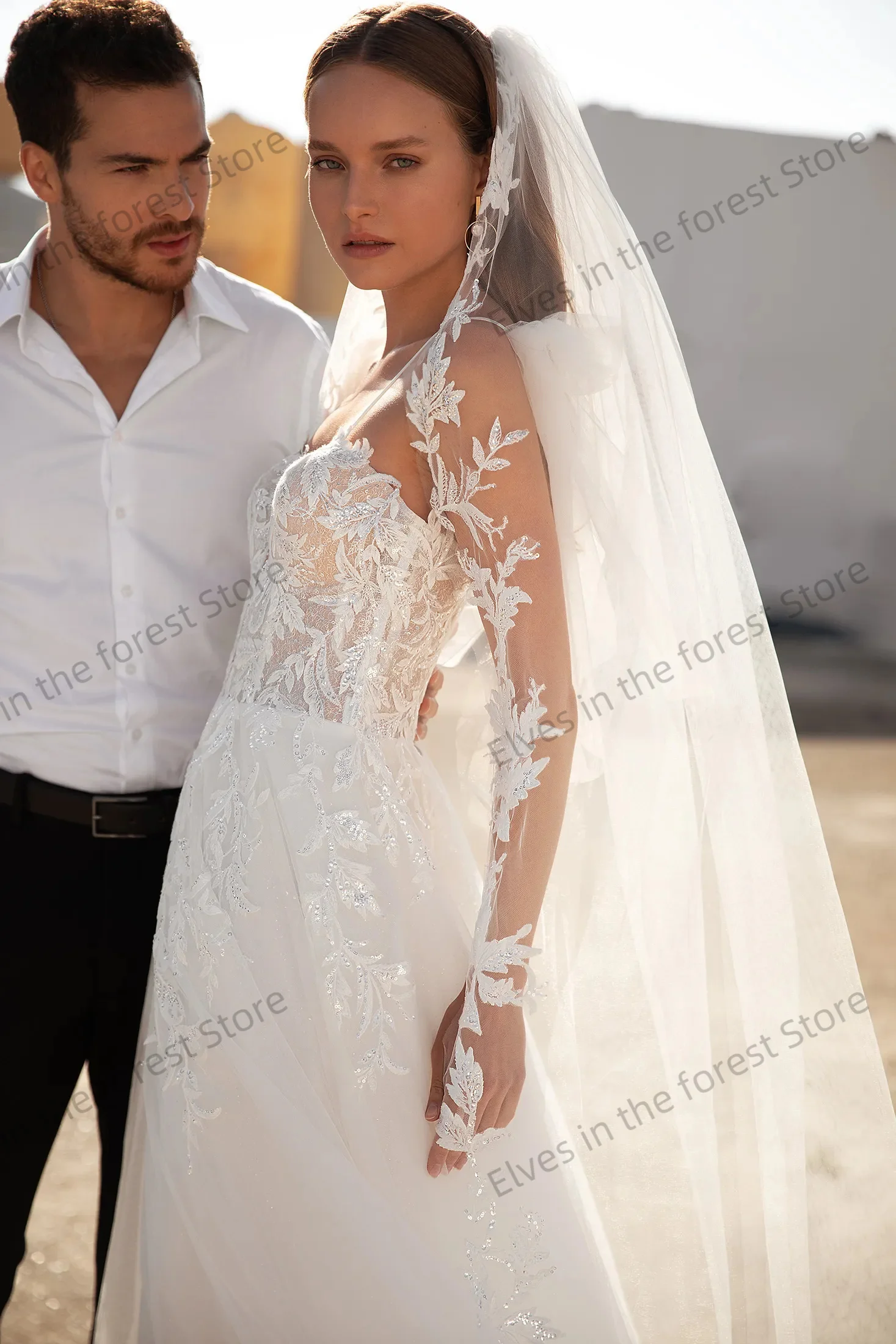 여성을위한 로맨틱 라인 신부 가운 맞춤형 연인 공식 웨딩 드레스 우아한 레이스 아플리케 Vestidos De Mariee