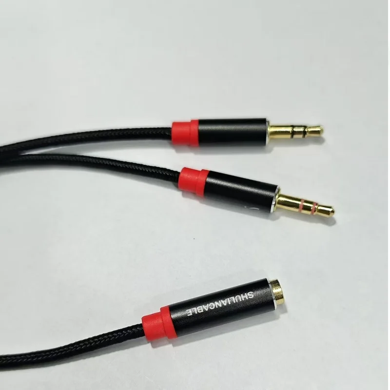 Lungfish Headphone dispenser, CTIA 3.5mm 2 male and 1 female headphone adapter, suitable for gaming headphones to PC