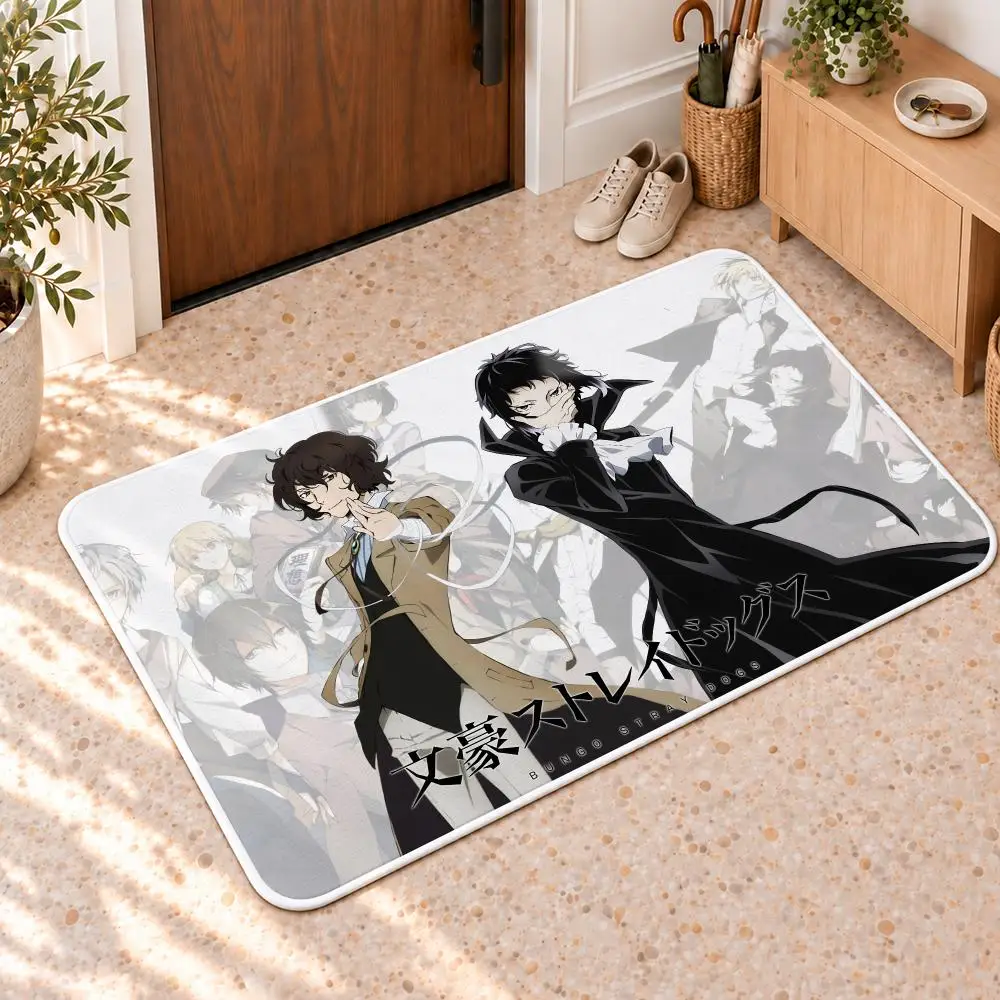 Anime B-Bungo Stray Dogs Floor Mat Flannel Rug Soft Non Slip Door Mat For Bathroom Bedroom Kitchen Living Room Home Decor