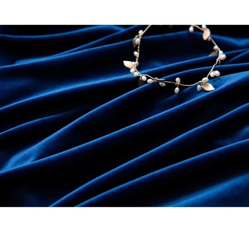 Blue Velvet Thickened Shading Curtains for Living Room Bedroom Partition Curtains Home Decoration Products
