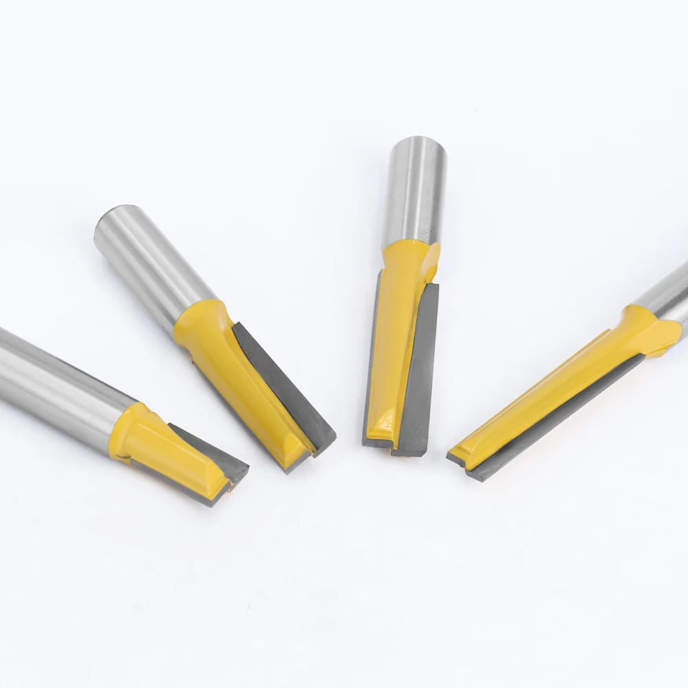 LAVIE 1pc Long Reach 1/2 Shank Bottom Cleaning Router Bit, Woodworking Flush Trim Bit, Yellow Coated Carbide Milling Cutter