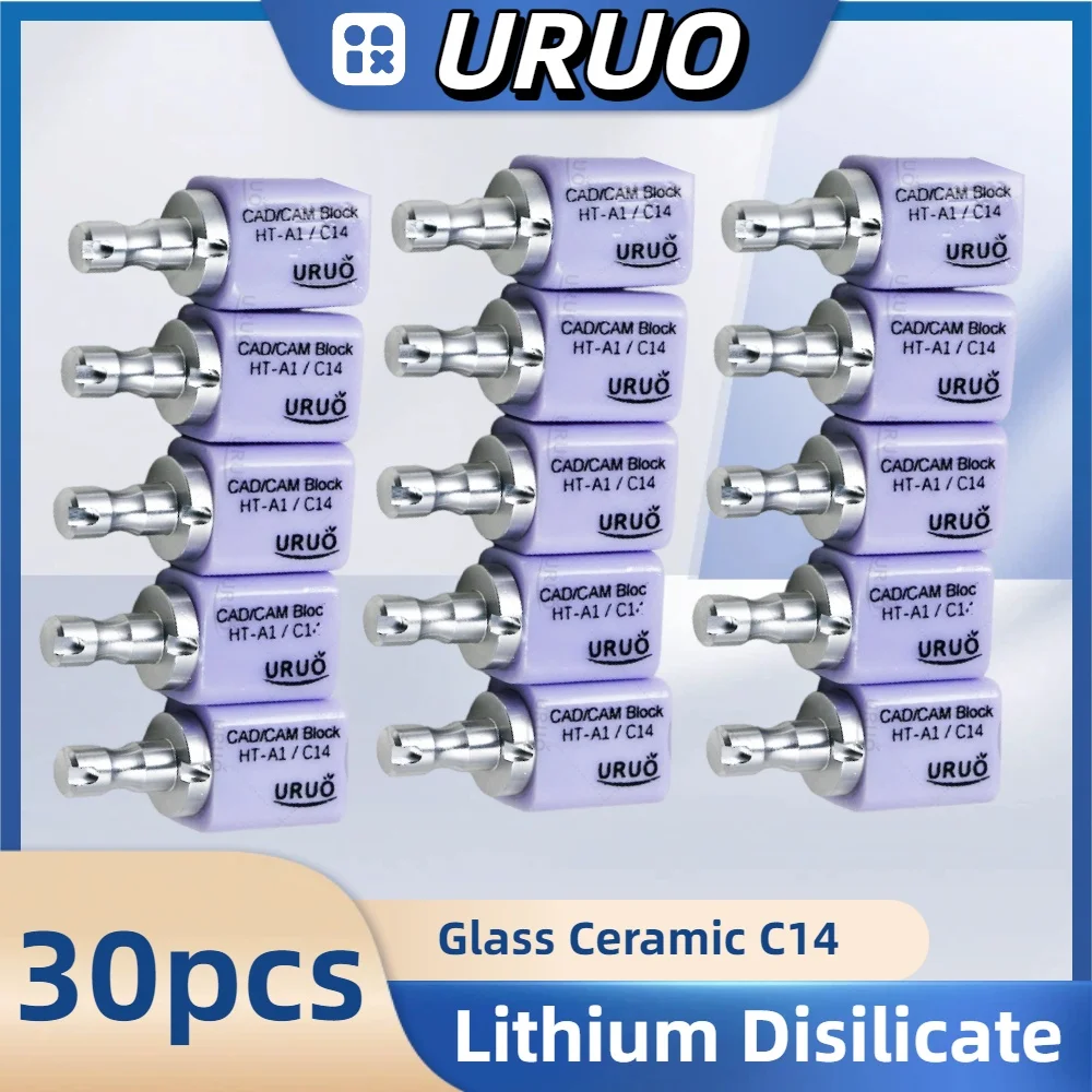 30 PIEZAS/6 CAJAS de Disilicato de Litio Dental C14, Materiales CAD CAM para Uso Clínico, para Carillas, Coronas y Puentes