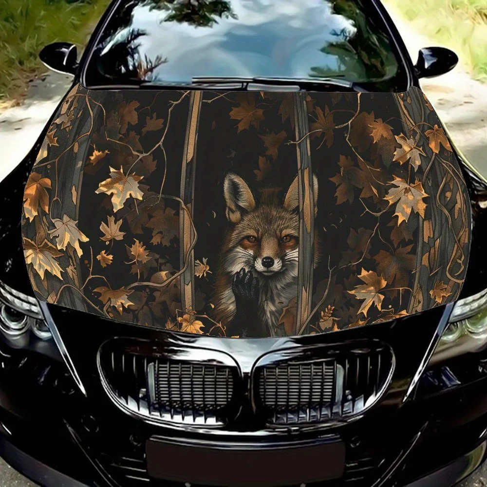 

Autumn - Forest Hidden Fox car hood stickers, waterproof self-adhesive, scratch resistant, easy to stick, durable car PVC sticke