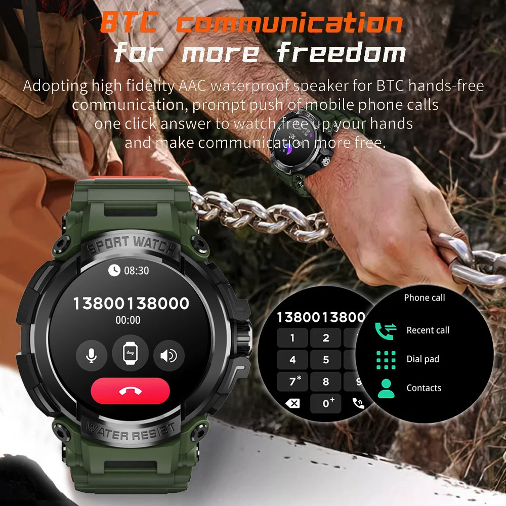 Новые спортивные часы для фитнеса на открытом воздухе, мужские умные часы с синим зубом, аккумулятор 600 мАч, умные часы с пульсометром, часы для здоровья, IP68, водонепроницаемые