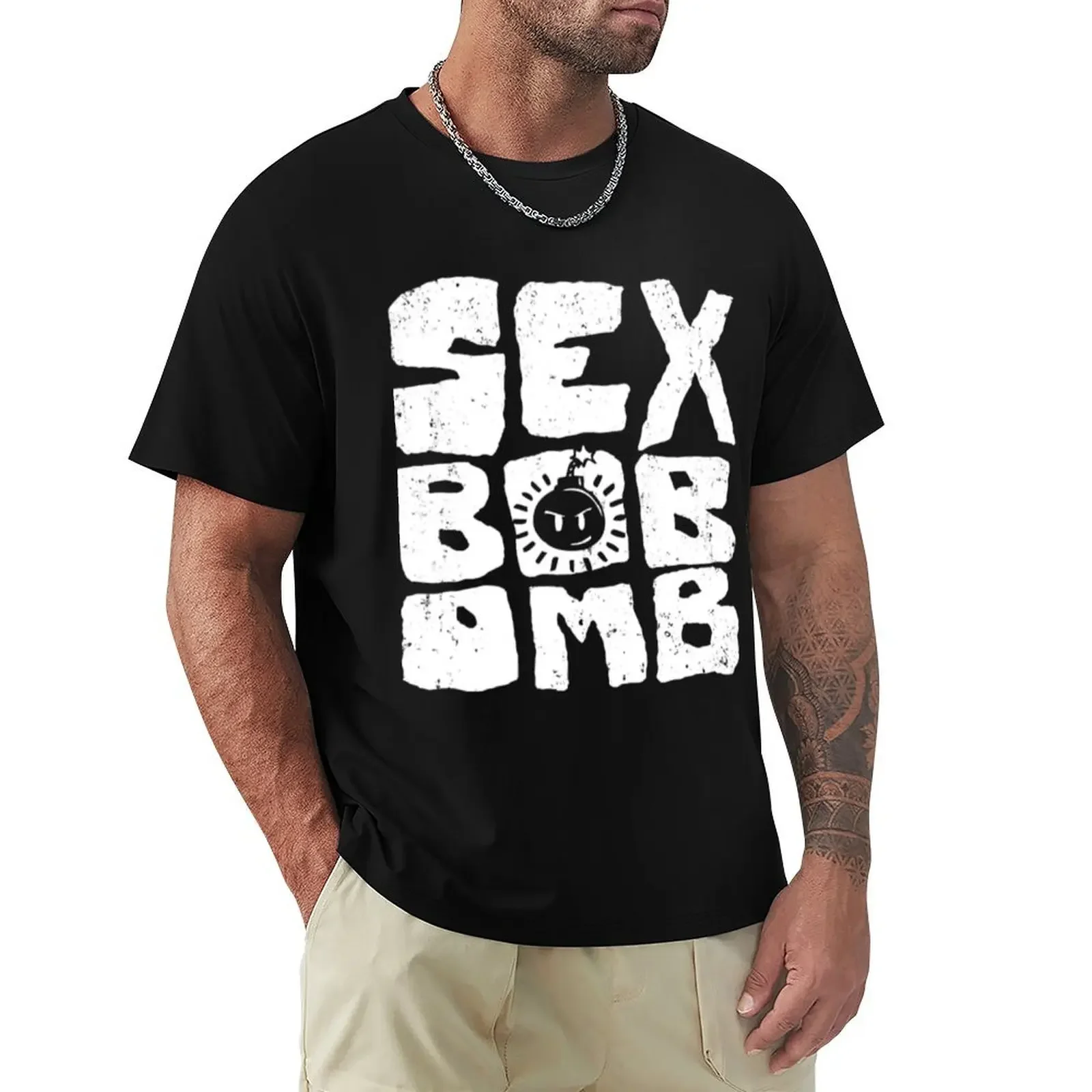 Movie T-ShirtSex Bob-Omb T-shirt funnys oversizeds Short sleeve tee men clothings