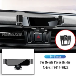 Car Phone Holder For Nissan X-Trail 2014-2022 Qashqai 2016-2022 Gravity Navigation Bracket GPS Stand Air Outlet Clip Accessories