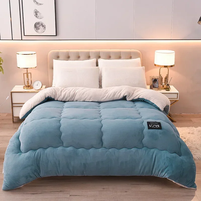 

Lamb Velvet Winter Quilt Machine Washable Soft and Warm Blanket Spring and Autumn Quilt Super Warm Bedding Queen Comforter 겨울 이불