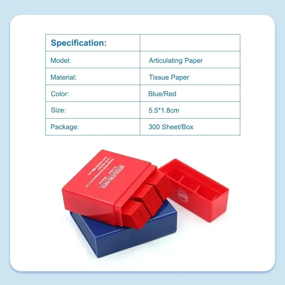 ELIJAH 300 Sheets Dental Articulating Paper 55*18mm Blue Red Double-sided Bite Strips Oral Teeth Whitening Material Dental Tools - Image 2