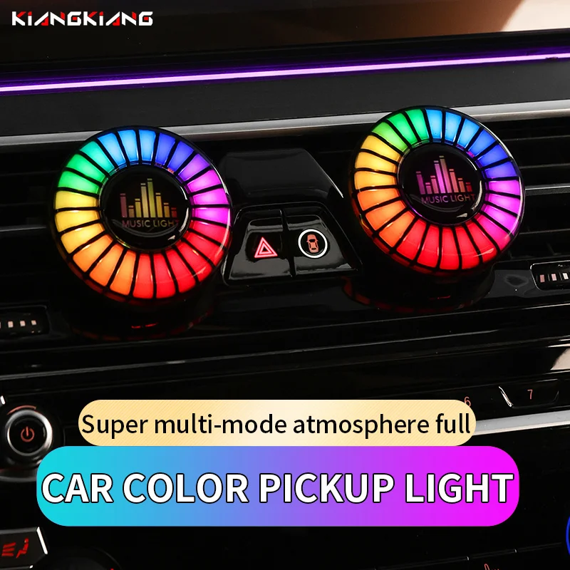 New Car Music Rhythm Atmosphere Lamp 24 LED Light RGB Sound Control APP Control Novelty Colorful DJ Sound Pickup Lamps Accessory 