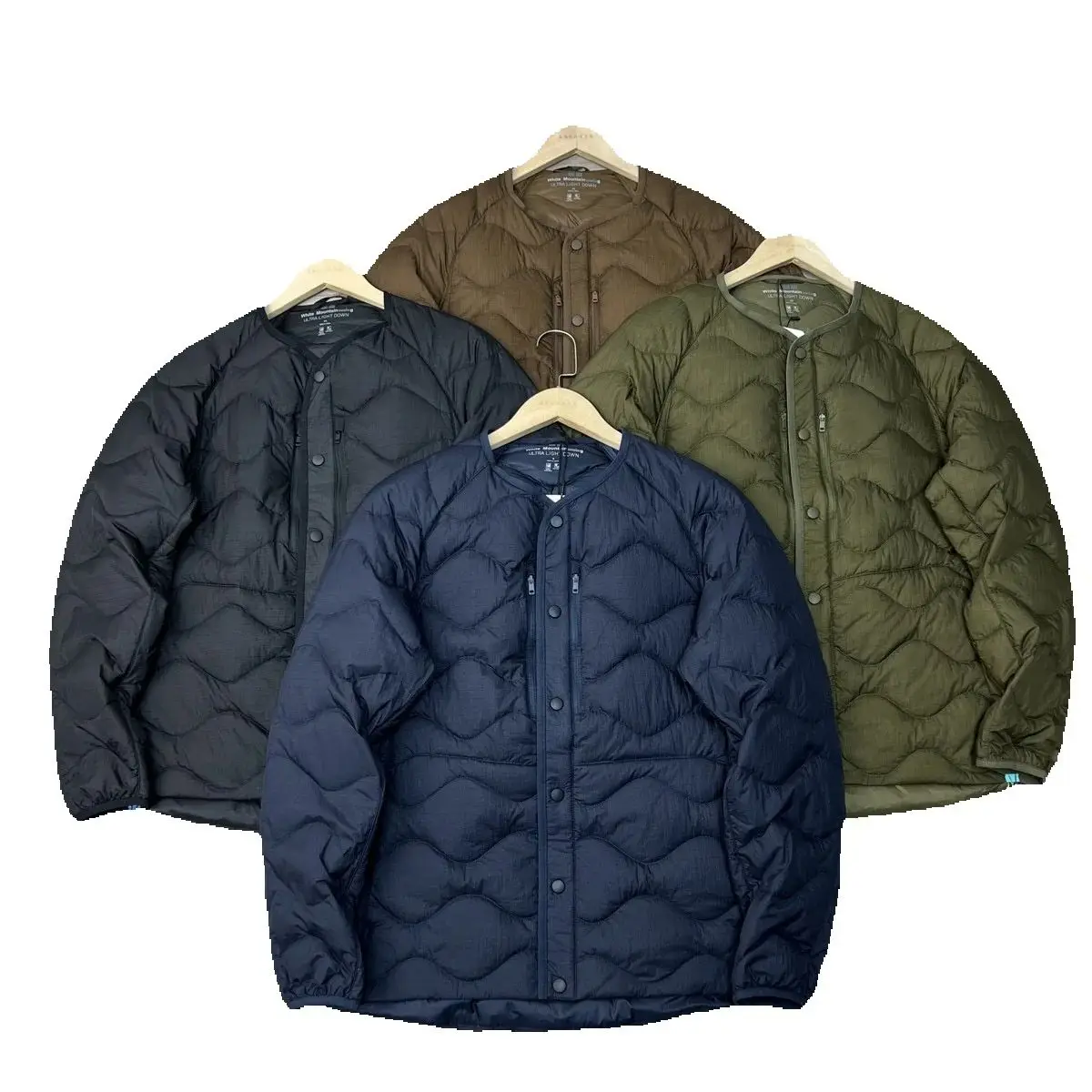 Gourd-Quilted Down Coat Men Monochromatic Casual Collarless Outdoor Trekking Travel Climbing Hiking Tooling Camp Jacket Winter