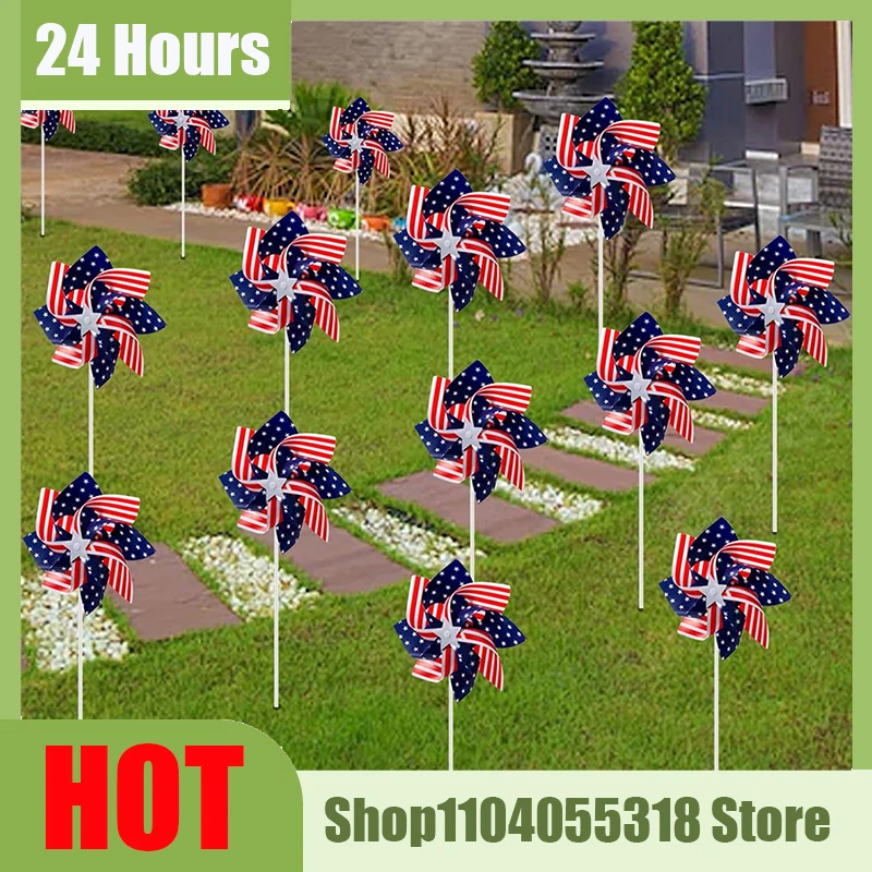 

10-1Pcs American Flag Windmill July of 4th Wind Spinner Memorial Day Pinwheels Decor for Home Yard Garden Lawn Supplies 2025