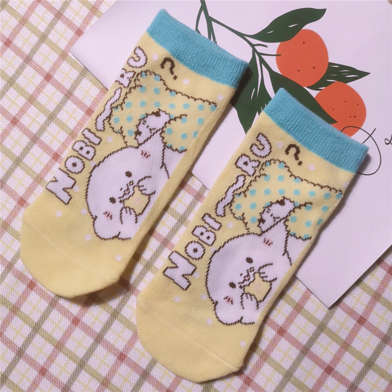 Cute Marumofubiyori Socks for Women Young Girls Anime Kawaii Cotton Socks Adult