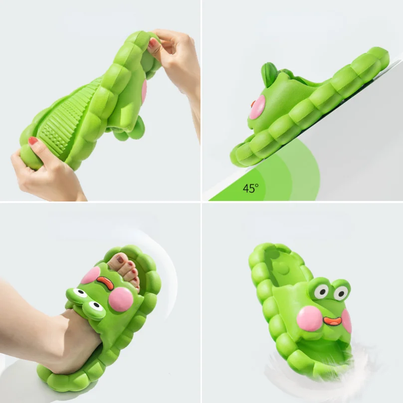 Frog Slipper Cloud Woman Sandal Funny Flip Flops Cartoon Soft Beach Non Slip House Home Shoe Platform Casual Female Slides