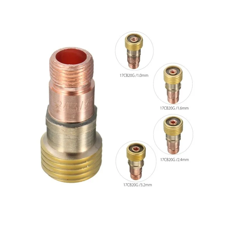 Premium Brass Collets Body for For Tig WP 17 18 26 Torch For Stubby Gas Lens Connector With Mesh 14x28 1mm Size