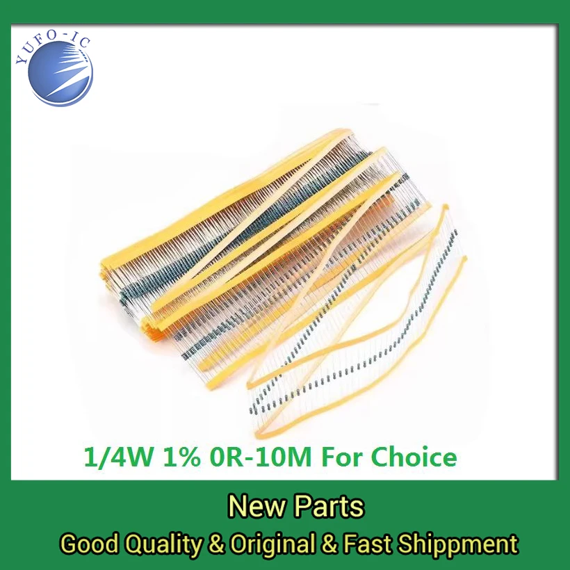 Free Shipping 100pcs/lot +-1% 10K Ohm 10K 4.7k 2.2K 1K 100K 470K 360R 560R 820R 910R  1/4W 0R--10M 0.25W Metal Film Resistor