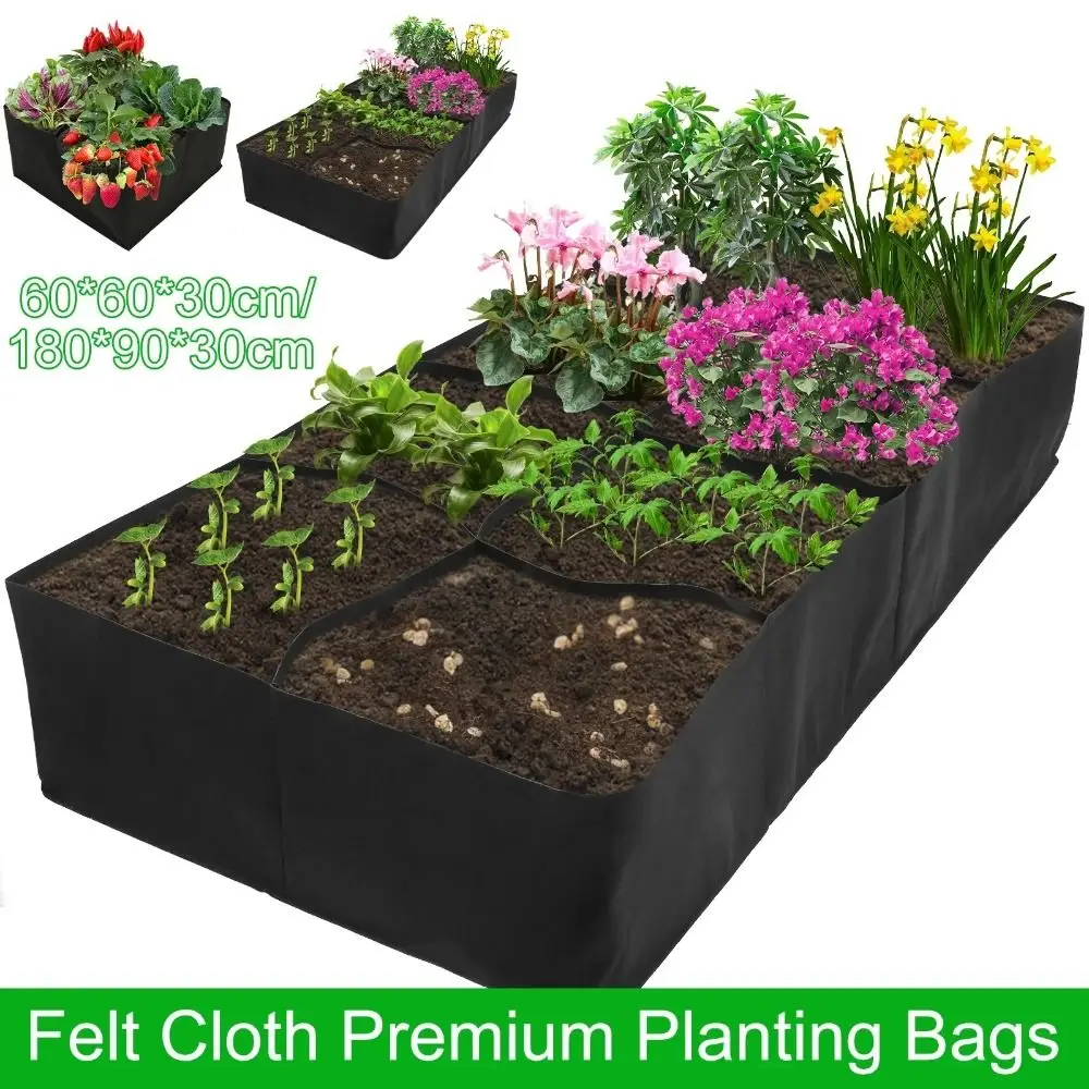 

Felt Garden Planting Bag Rectangle Garden Tools Growing Bag Multi-gird Planting Nursery Pot Vegetable Tomato Potato Flower