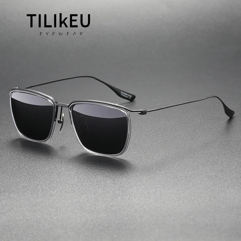 

Trend Outdoor Driving Polarized Sunglasses for Men New Pure Titanium Retro Square Frame Sunscreen Travel Men's Sunglasses UV400