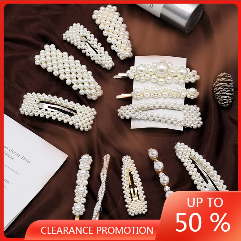 SOHOT Korean Design DIY Handmade Full Imitation Pearl Women Hairwear Hairclip Cute Hairgrip Headdress Girl Birthday Jewelry Gift