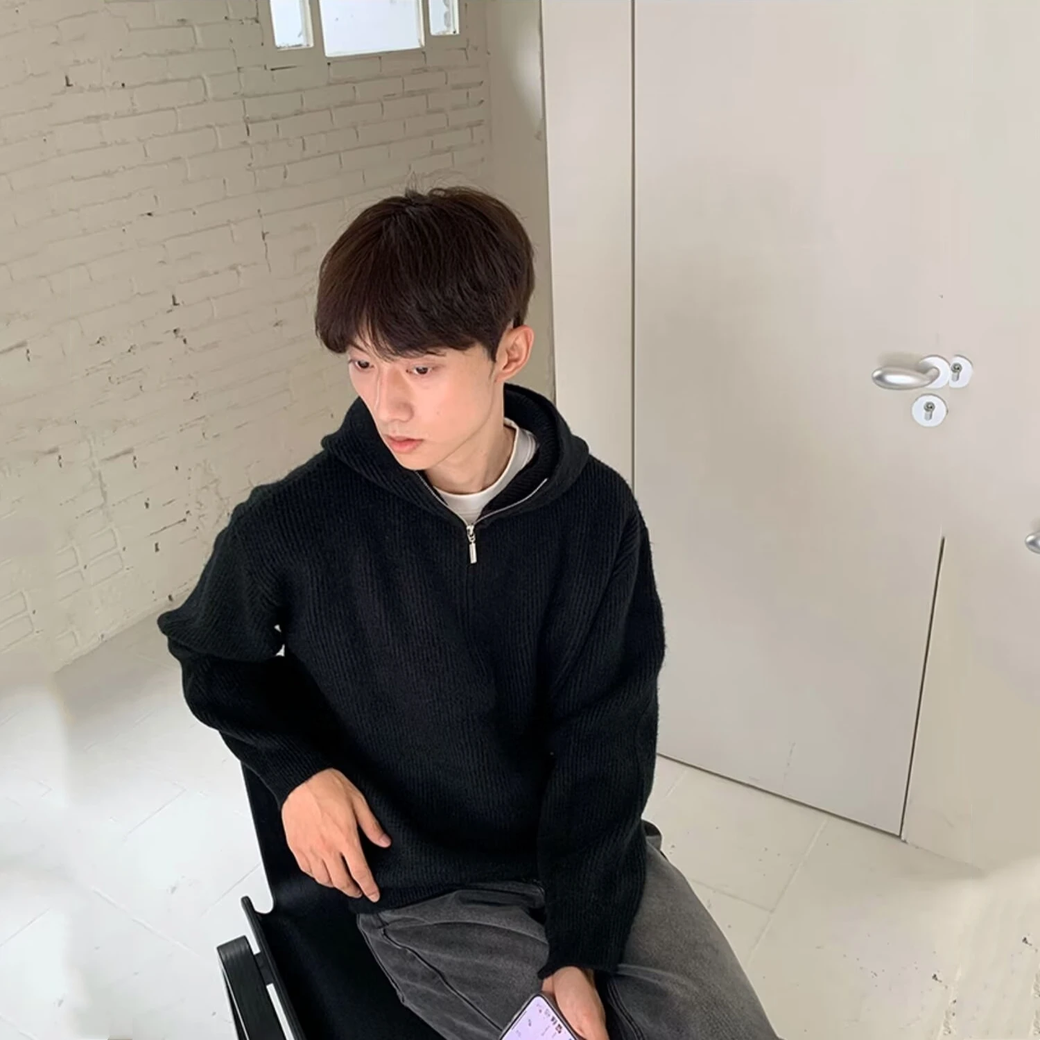 

Мужская толстовка свободного кроя больших размеров, 300 Pou, в гонконгском стиле, из полиэстера, зимняя, с длинным рукавом, с круглым вырезом