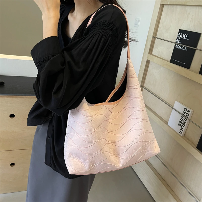 Borsa a tracolla singola in pelle PU Versatile Casual semplice di grande capacità da donna nuova tendenza borse portaoggetti a righe