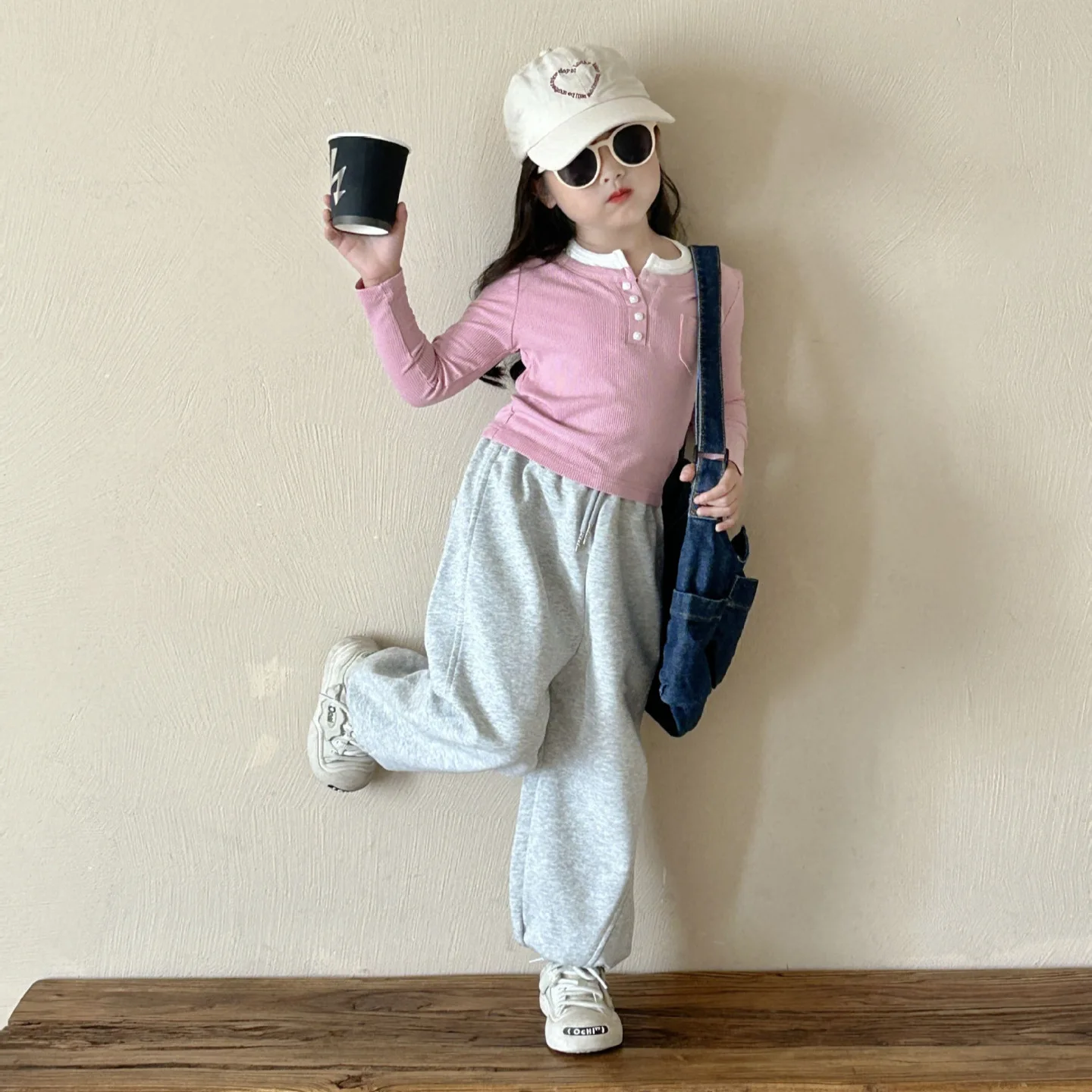 Girls Casual Pants 2024 Autumn New Korean Style Children Fashion Loose Sweatpants Children Wear Sports Trousers Grey Pant