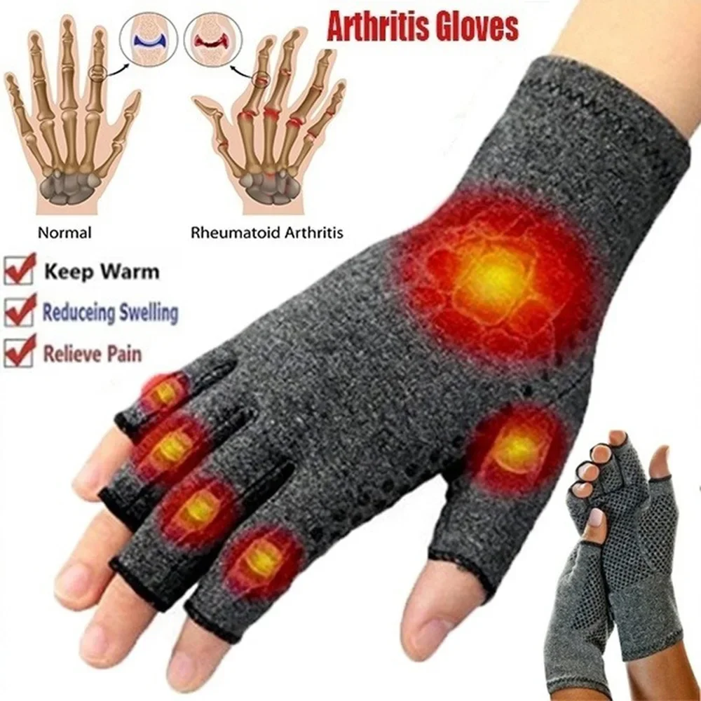 

Compression Arthritis Gloves Wrist Support Therapy Wristband Half Finger Compression Gloves Joint Pain Relief Cycling Gloves