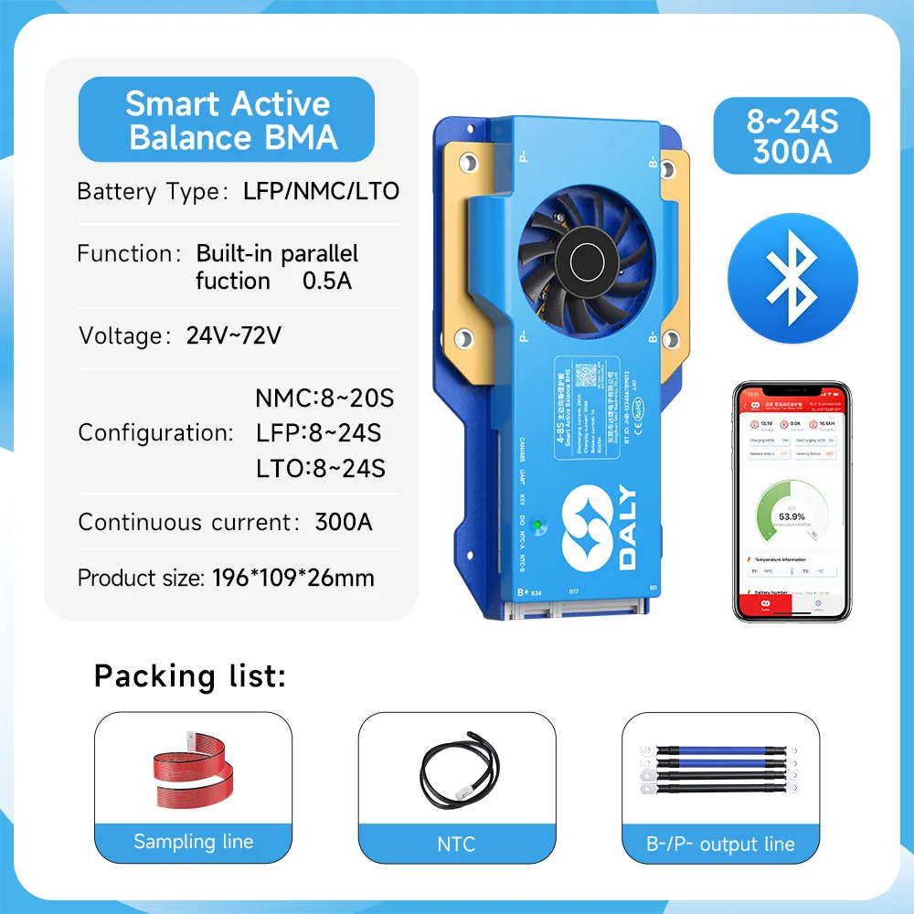 DALYBMS 250A 300A 400A 500A DALY BMS Smart BMS 4S 12V 8S 24V 1A Aktiver Balancer BMS für LiFePO4 Lithium-Ionen-Batterie RS485 CAN