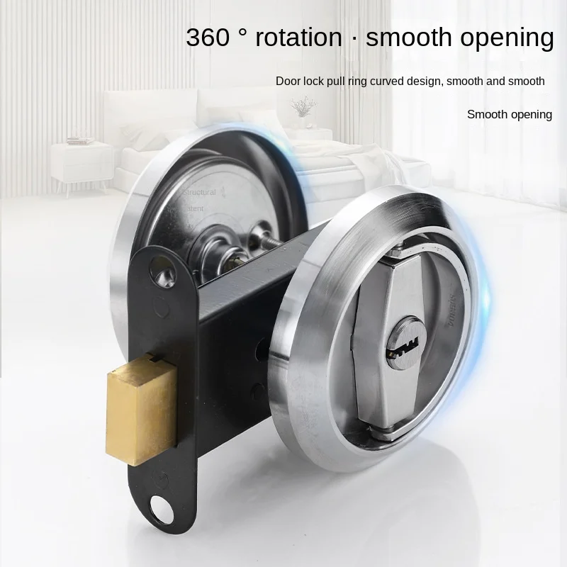 

Yacht Toilet Door Lock Stainless Steel Embedded Circular Knob Locker with Key for RV Marine Warehouse Storage Room Toolbox