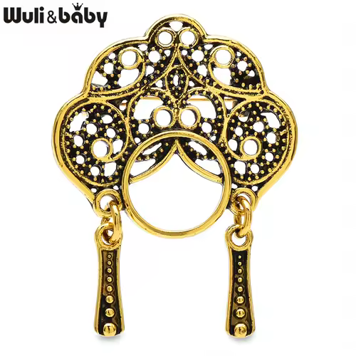 Wuli&baby Vintage Wear Phoenix Coronet Lady Brooches For Women 3-color Metal Beautiful Opera Character Face Party Brooch Pins - Image 2