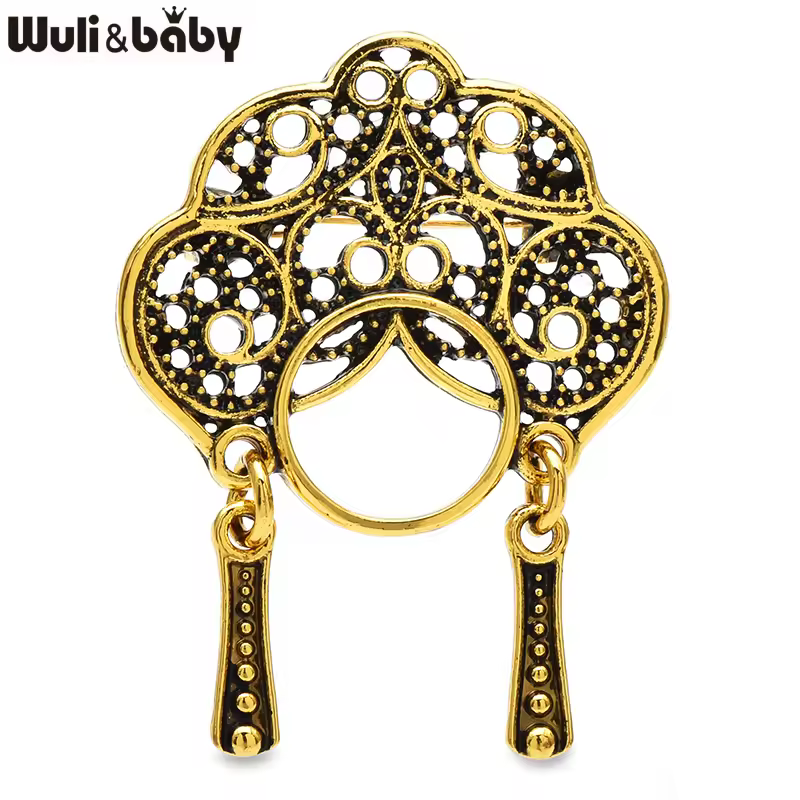 Wuli&baby Vintage Wear Phoenix Coronet Lady Brooches For Women 3-color Metal Beautiful Opera Character Face Party Brooch Pins - Image 2