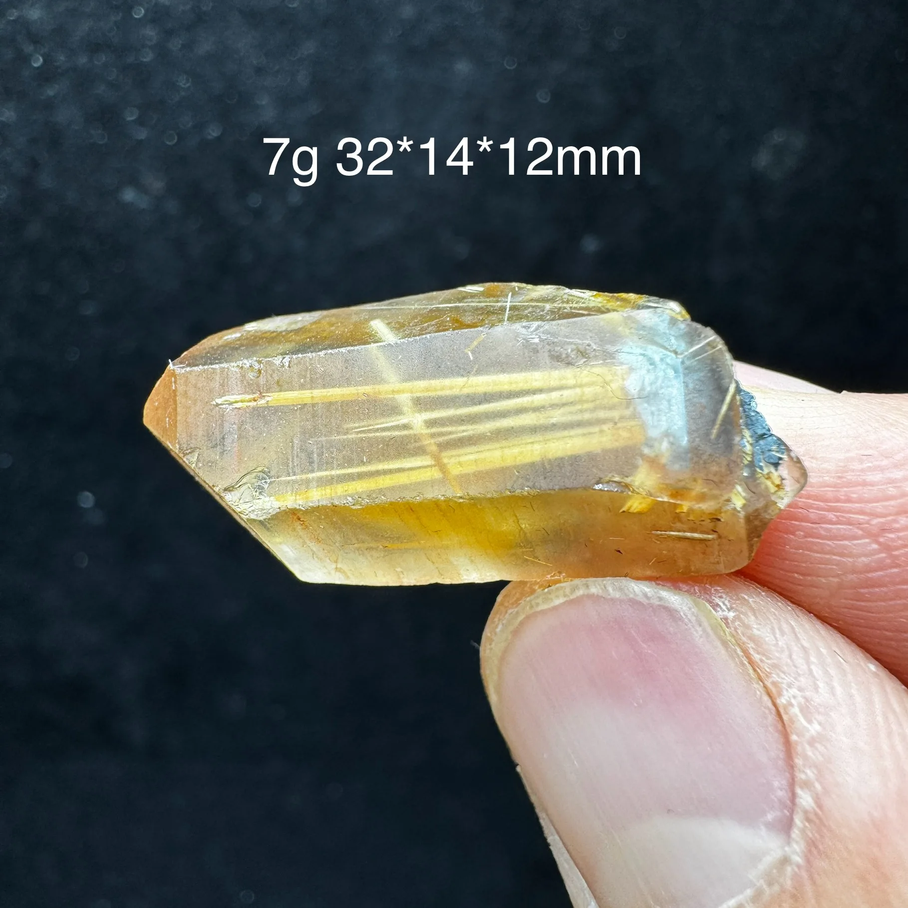 Natural Gold Rutilated Quartz Hair Crystal Mineral Energy Reiki Healing Stone Home Desk Decor view 4