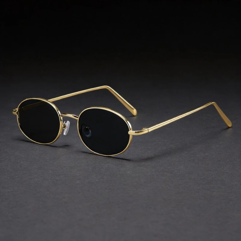New Metal Oval Frame Eyeglasses For Women High-end Shade Retro Trend European And American Sunglasses Men's UV Glasses