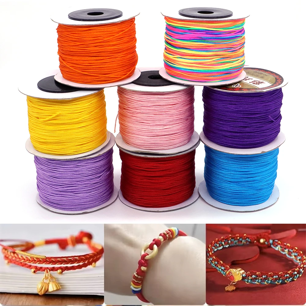 

100Yards/Roll 0.8mm Nylon Cord Thread Chinese Knot Macrame Cord Bracelet Braided String DIY Tassel Beading Shamballa Thread Gift