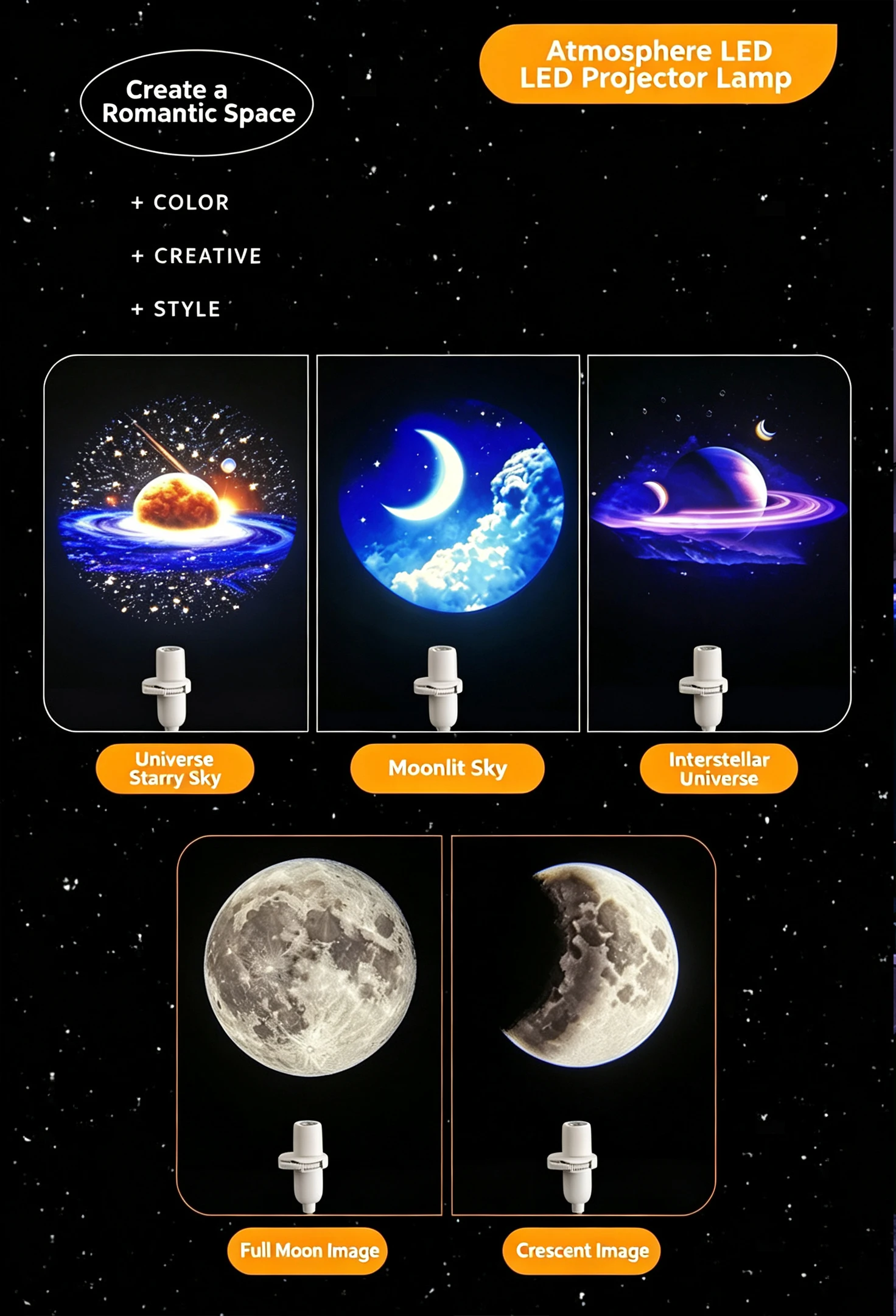 Mini USB Galaxy Star Projector Night Light 5/10/15 Patterns Clear Image With Film Starry Sky Ambient Light For Bedroom Car Decor